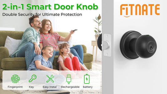 FITNATE Biometric Door Lock, Rechargeable Fingerprint Lock with Key