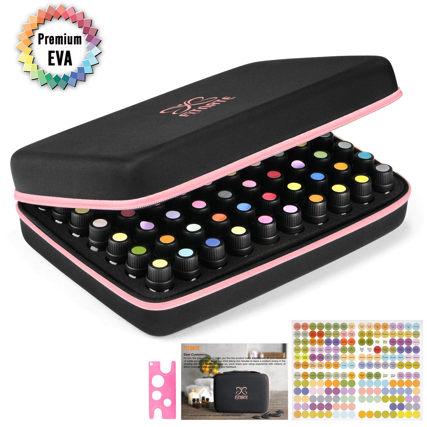 FITNATE 0140 Essential Oils Case for 5ml 10ml 15ml Essential Oils (70 bottles, Pink)