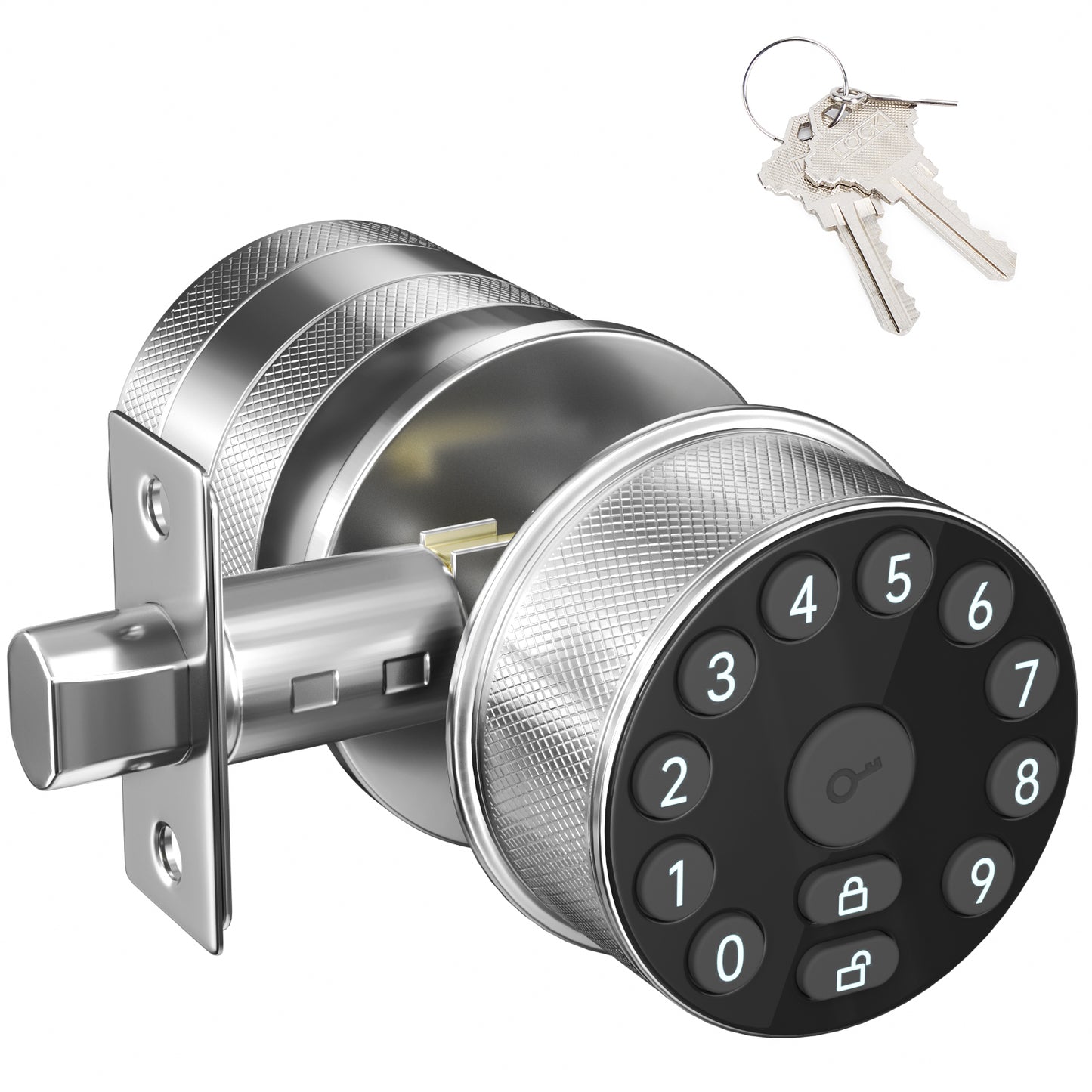 FITNATE 447 Electronic Door Knob with Keypad and Key, 100 Codes