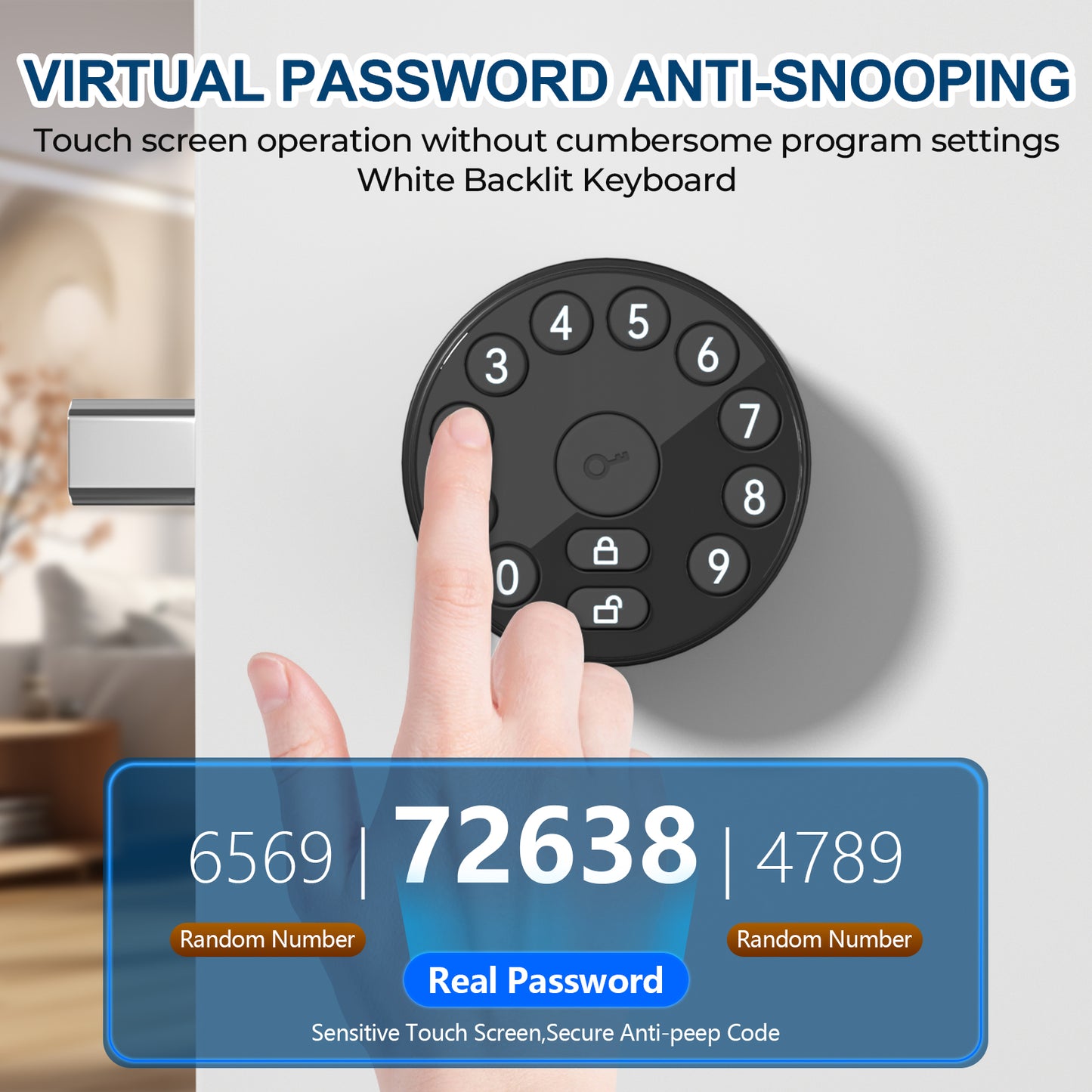 FITNATE 447 Electronic Door Knob with Keypad and Key, 100 Codes
