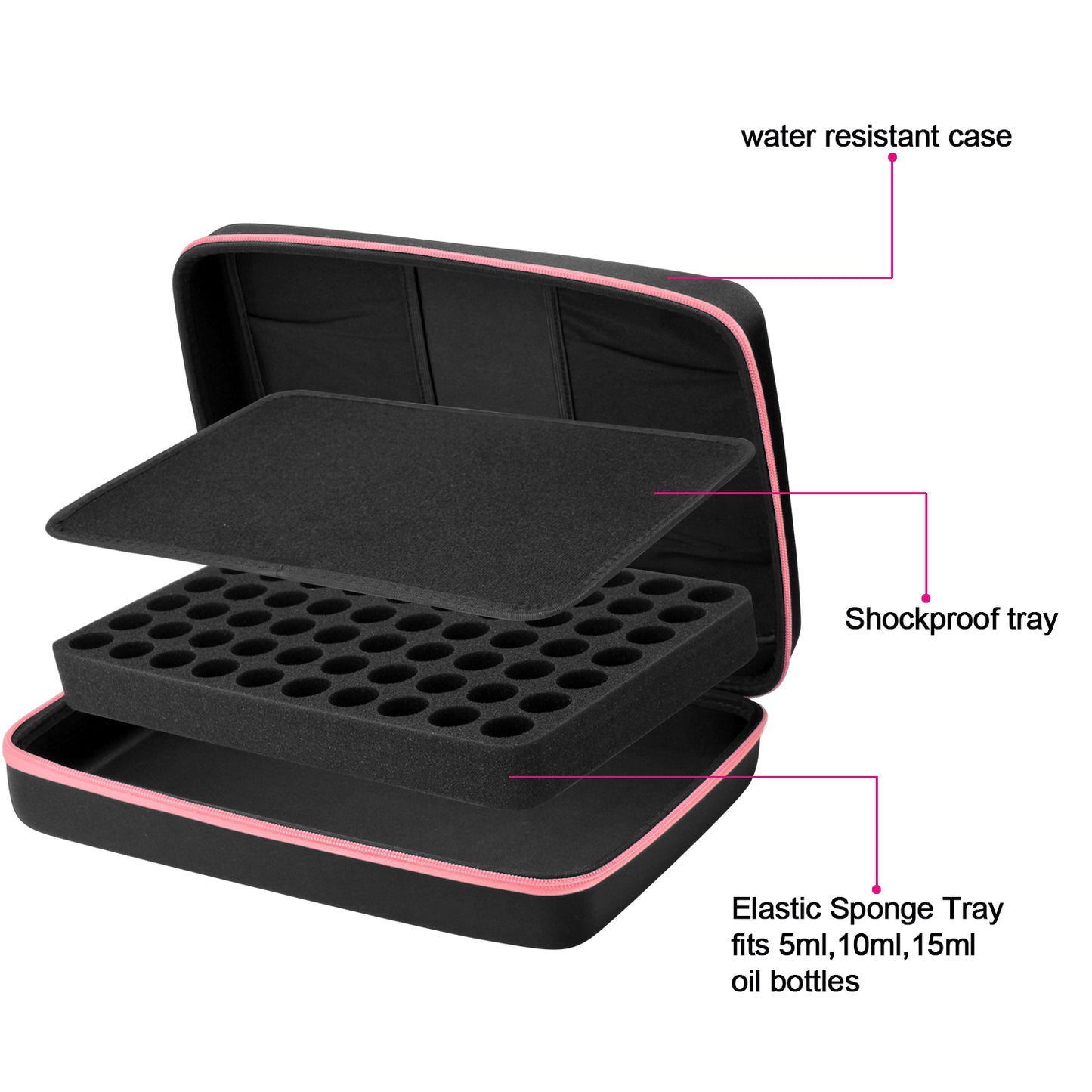 FITNATE 0140 Essential Oils Case for 5ml 10ml 15ml Essential Oils (70 bottles, Pink)