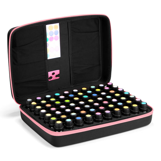 FITNATE 0140 Essential Oils Case for 5ml 10ml 15ml Essential Oils (70 bottles, Pink)