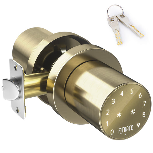 FITNATE 395 Touchscreen Keypad Door Knob, Bronze Gold