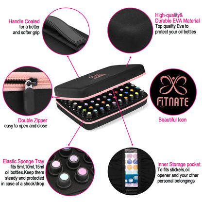 FITNATE 0140 Essential Oils Case for 5ml 10ml 15ml Essential Oils (70 bottles, Pink)