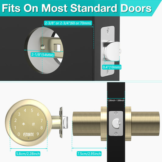 FITNATE 395 Touchscreen Keypad Door Knob, Bronze Gold